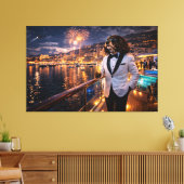 Luxury Cockapoo Wall Art – Monaco Nightlife Modern キャンバスプリント (インサイチュ (リビング))
