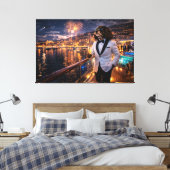 Luxury Cockapoo Wall Art – Monaco Nightlife Modern キャンバスプリント (インサイチュ (寝室))