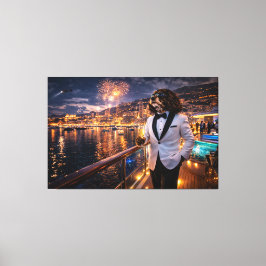 Luxury Cockapoo Wall Art – Monaco Nightlife Modern キャンバスプリント