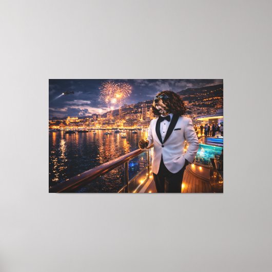 Luxury Cockapoo Wall Art – Monaco Nightlife Modern キャンバスプリント (正面)