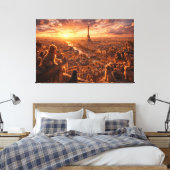 Luxury Cockapoo Wall Art – Paris Sunset Travel Dog キャンバスプリント (インサイチュ (寝室))
