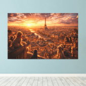 Luxury Cockapoo Wall Art – Paris Sunset Travel Dog キャンバスプリント (インサイチュ (ウッドフロア))