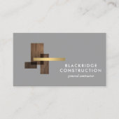 Luxury Contractor Construction Wood Logo Gray 名刺 (正面)