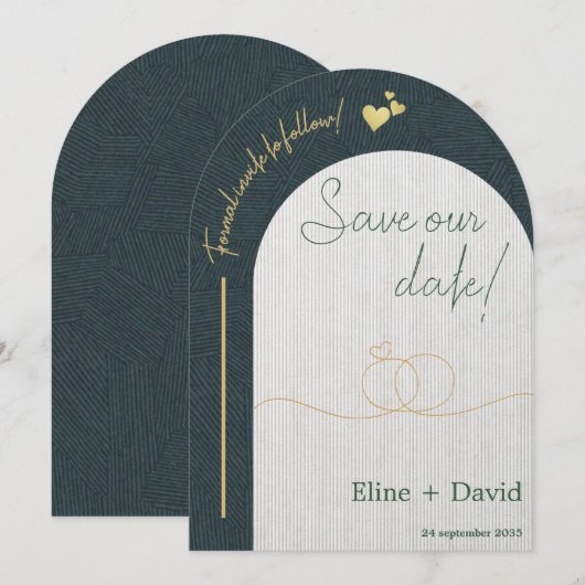 Luxury Coordinated Save The Date Card  招待状 (正面/裏面)