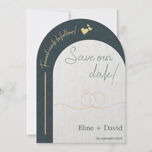 Luxury Coordinated Save The Date Card  招待状 (正面)