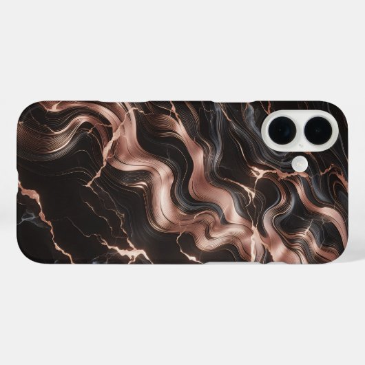 Luxury Copper & Black Marble Case - Elegant Fluid  Case-Mate iPhoneケース (裏面 (横))