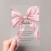 Luxury Coquette Pink Bow Baby Shower Girl Acrylic アクリル招待状 (インサイチュ (ポータブル))