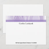 Luxury correspondence Custom Purple Silk & Pearls ノートカード (正面/裏面)