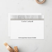 Luxury correspondence Custom White Silk & Pearls ノートカード (正面/裏面インサイチュ)