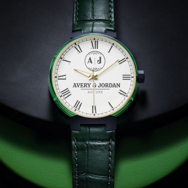 Luxury  Couple Name Custom Engraved Romantic  Mono 腕時計 (クリエイターアップロード済み)