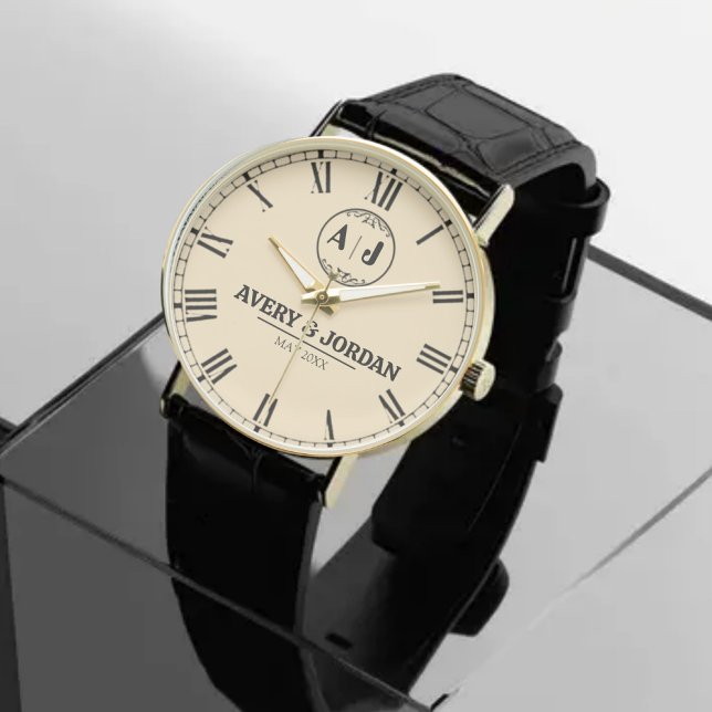 Luxury Couple Name Custom Engraved Romantic  Monog 腕時計 (クリエイターアップロード済み)