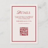 Luxury Cream and Burgundy Wedding Details Qr Code  エンクロージャーカード (正面)