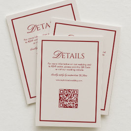 Luxury Cream and Burgundy Wedding Details Qr Code  エンクロージャーカード