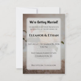 Luxury Cream Rose Geometric Vase Elegant Wedding  招待状