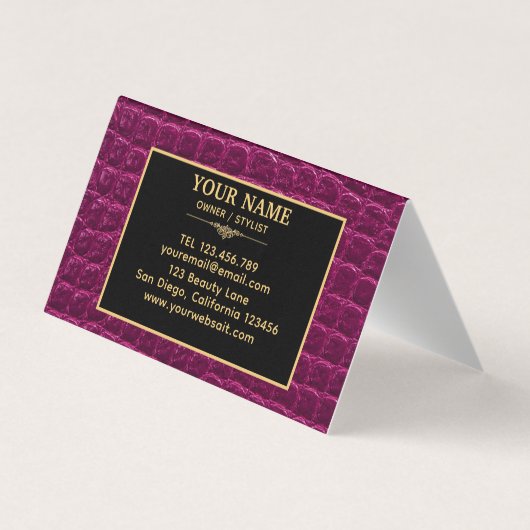 Luxury Crocodile Leather Elegant Gold Monogram 名刺 (裏面)