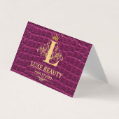 Luxury Crocodile Leather Elegant Gold Monogram 名刺 (正面)