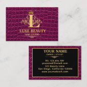 Luxury Crocodile Leather Elegant Gold Monogram 名刺 (正面/裏面)
