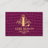 Luxury Crocodile Leather Elegant Gold Monogram 名刺 (正面)
