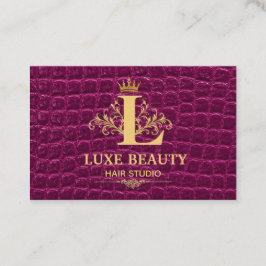 Luxury Crocodile Leather Elegant Gold Monogram 名刺