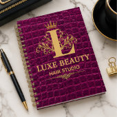 Luxury Crocodile Leather Monogram Gold Initial ノートブック