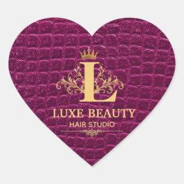 Luxury Crocodile Leather Monogram Gold Initial ハートシール