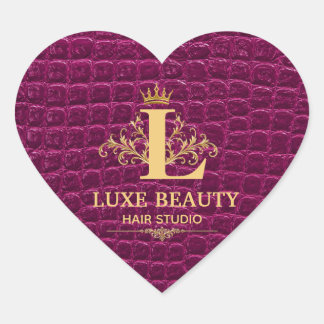 Luxury Crocodile Leather Monogram Gold Initial  ハートシール