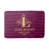 Luxury Crocodile Leather Monogram Gold Initial バスマット (正面)