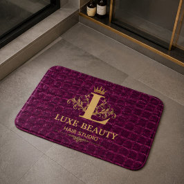 Luxury Crocodile Leather Monogram Gold Initial バスマット