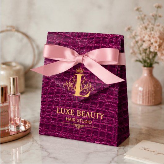 Luxury Crocodile Leather Monogram Gold Initial フェイバーボックス