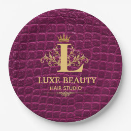 Luxury Crocodile Leather Monogram Gold Initial ペーパープレート