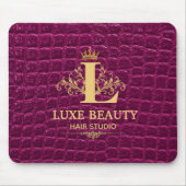 Luxury Crocodile Leather Monogram Gold Initial  マウスパッド (正面)