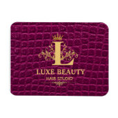 Luxury Crocodile Leather Monogram Gold Initial マグネット (横)