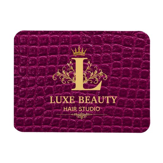 Luxury Crocodile Leather Monogram Gold Initial マグネット (横)