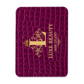 Luxury Crocodile Leather Monogram Gold Initial マグネット (縦)