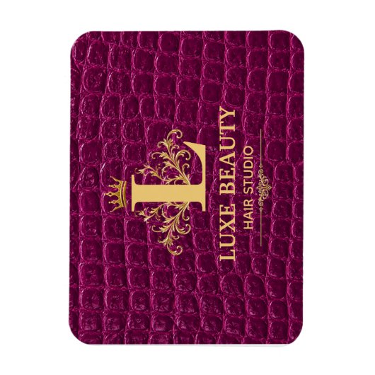 Luxury Crocodile Leather Monogram Gold Initial マグネット (縦)