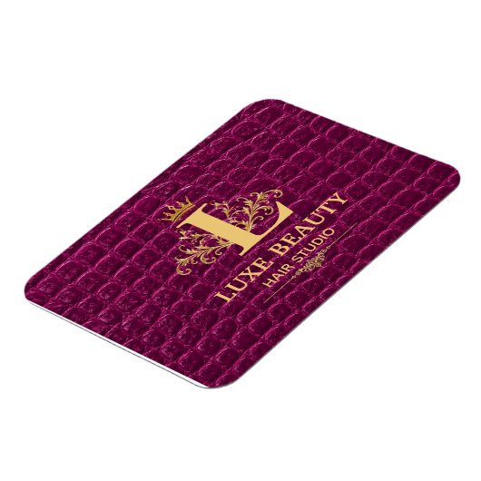 Luxury Crocodile Leather Monogram Gold Initial マグネット (左側)