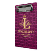Luxury Crocodile Leather Monogram Gold Initial ミニクリップボード (アングル2)