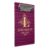 Luxury Crocodile Leather Monogram Gold Initial ミニクリップボード (アングル)