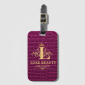 Luxury Crocodile Leather Monogram Gold Initial  ラゲッジタグ (正面縦)