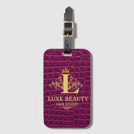 Luxury Crocodile Leather Monogram Gold Initial ラゲッジタグ