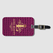 Luxury Crocodile Leather Monogram Gold Initial ラゲッジタグ (正面横)