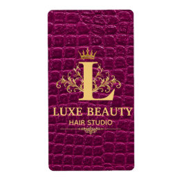 Luxury Crocodile Leather Monogram Gold Initial ラベル