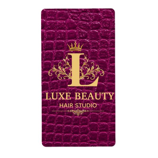Luxury Crocodile Leather Monogram Gold Initial ラベル (正面)
