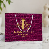 Luxury Crocodile Leather Monogram Gold Initial ラージペーパーバッグ