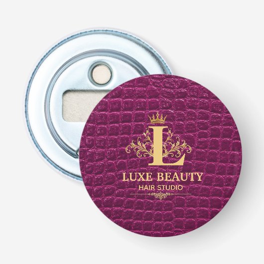 Luxury Crocodile Leather Monogram Gold Initial 栓抜き (正面)