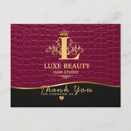 Luxury Crocodile Leather Thank You Card ポストカード (正面)