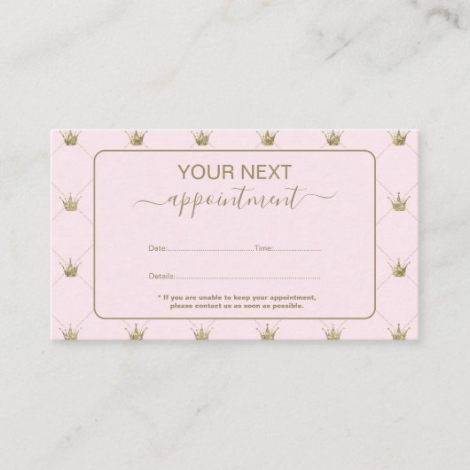 Luxury Crown Pattern Pink 予約カード (正面)
