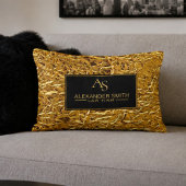 Luxury Crumpled Gold Foil Texture Elegant Metallic アクセントクッション
