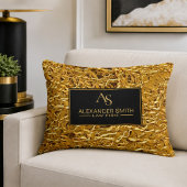 Luxury Crumpled Gold Foil Texture Elegant Metallic アクセントクッション