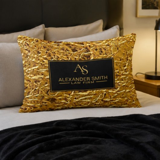 Luxury Crumpled Gold Foil Texture Elegant Metallic アクセントクッション